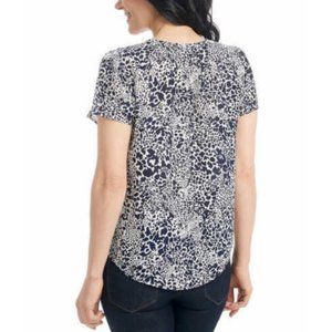 NWT Hillary Radley Women's Textured Black And White Contrast Blouse S M XL $50